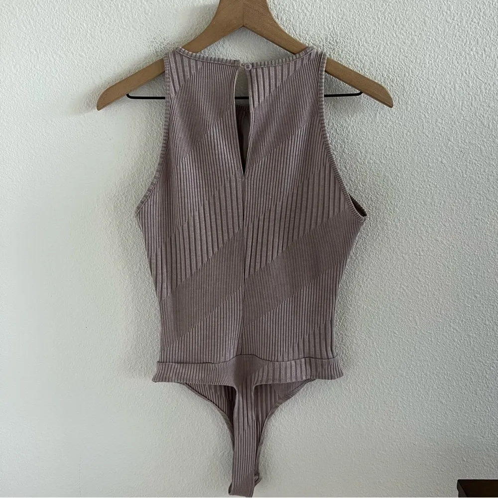 Walter Baker Athena Bodysuit Neutral Ribbed High Neck Contemporary Medium - Image 6