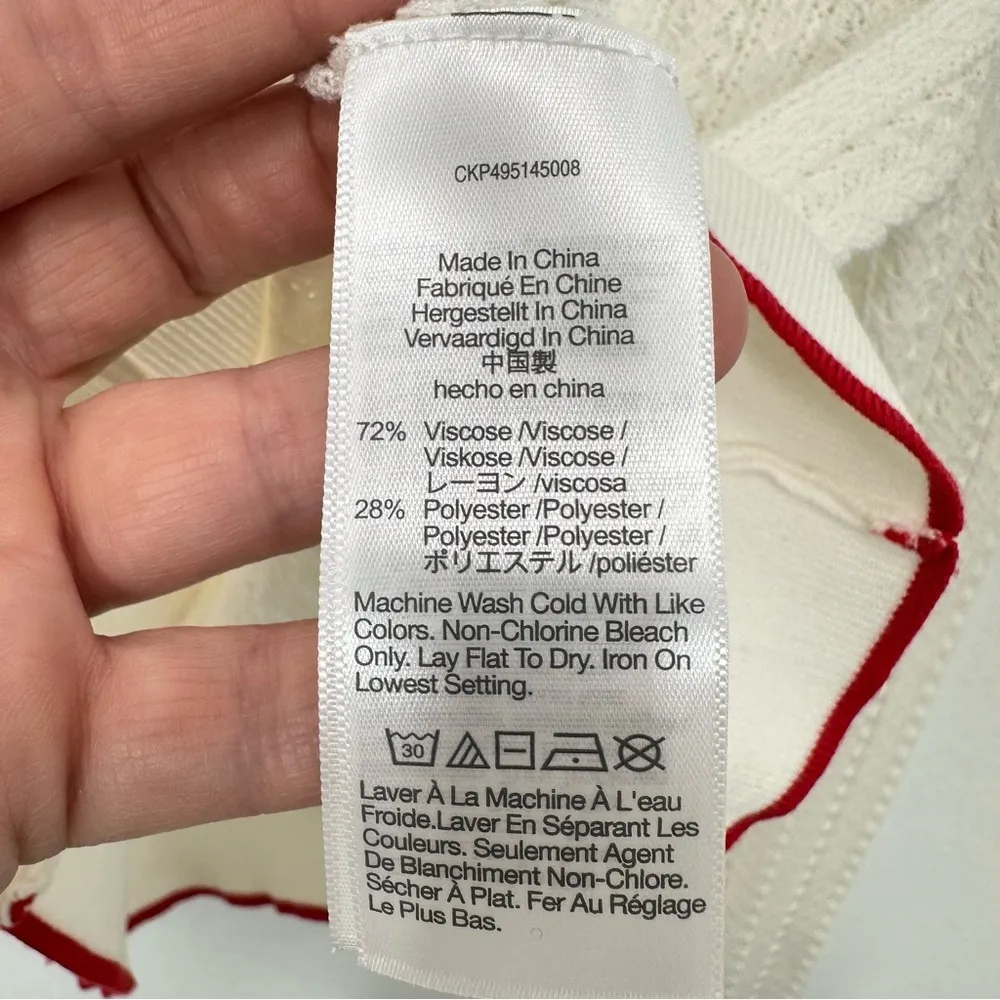 Madewell Cream Signature‎ Open-Knit Cardigan Ruffle Hem NWT Casual Lightweight - Image 6