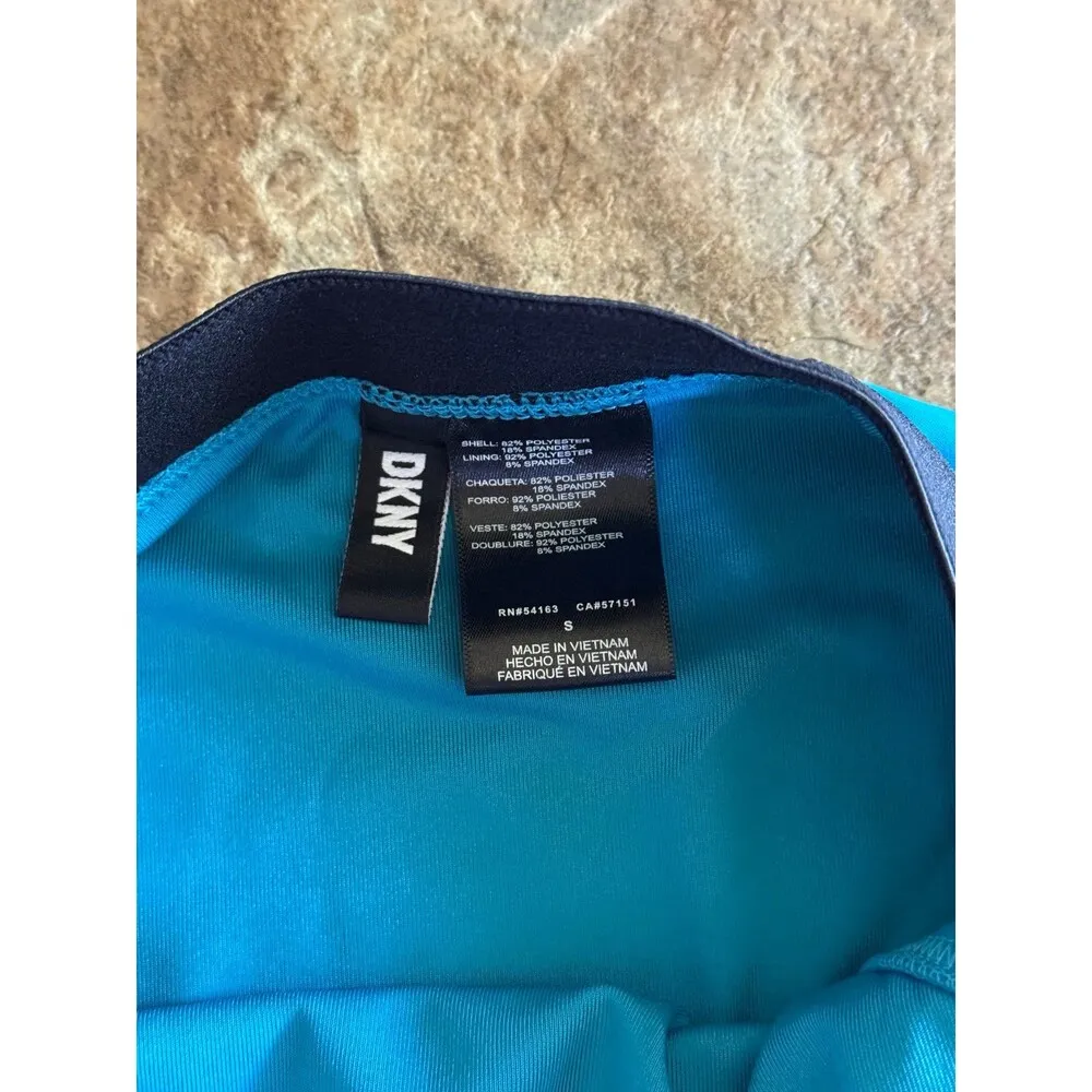 DKNY Women's High-Waist Logo Bikini Bottoms Blue & Black Size Small - Image 9
