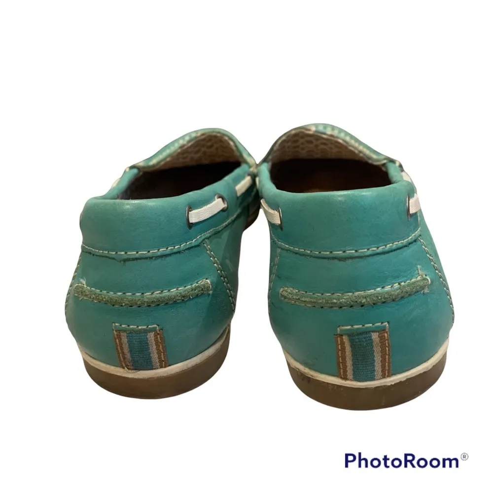 Naturalizer Hanover Turquoise Leather Slip On Boat Shoes - Image 11