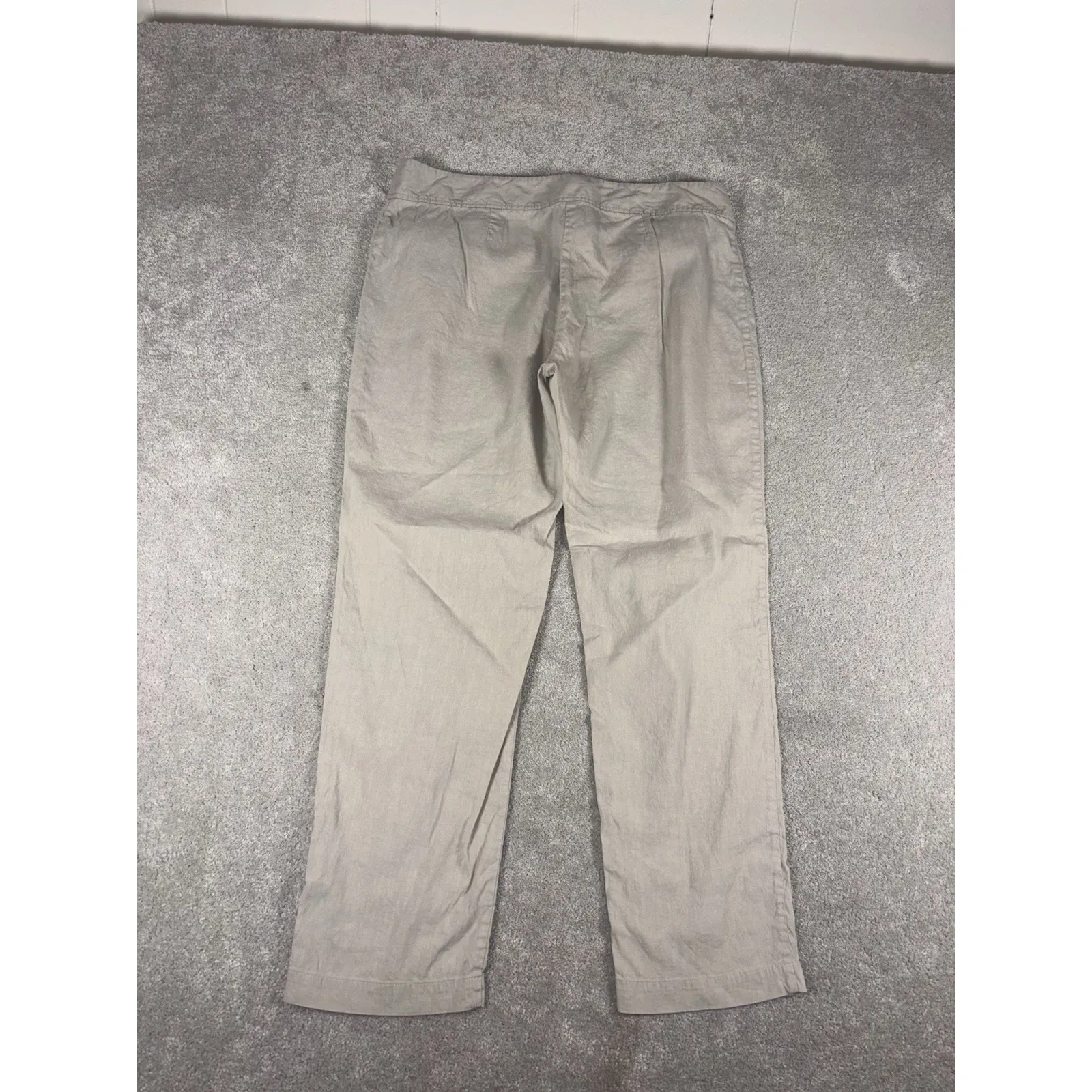 eileen Fisher blend linen blend Tapered Trouser Pant large petite beige - Image 5