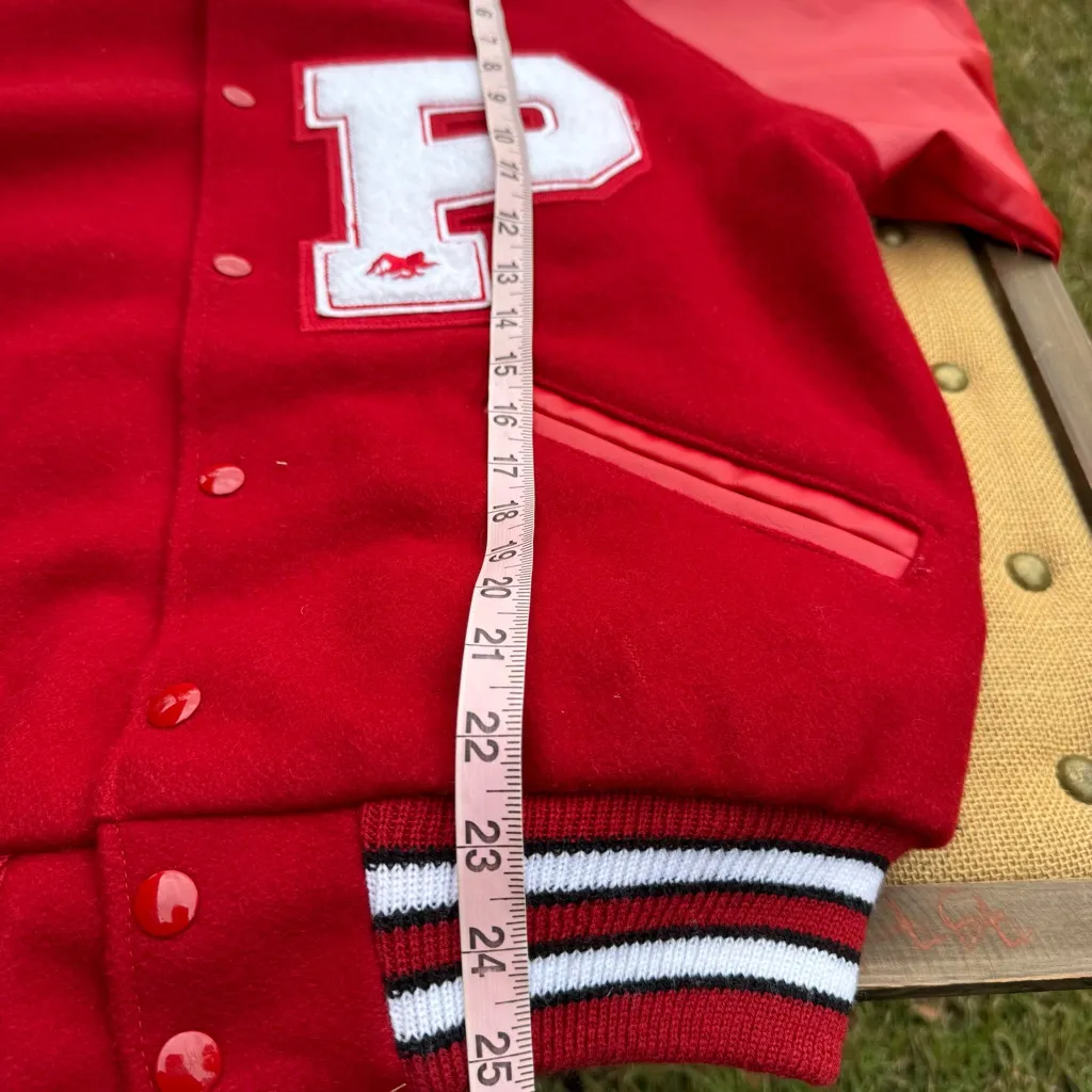 🆕NEFF Varsity Wool Jacket Red fully Lined Snap Closure With the patch P - Image 6