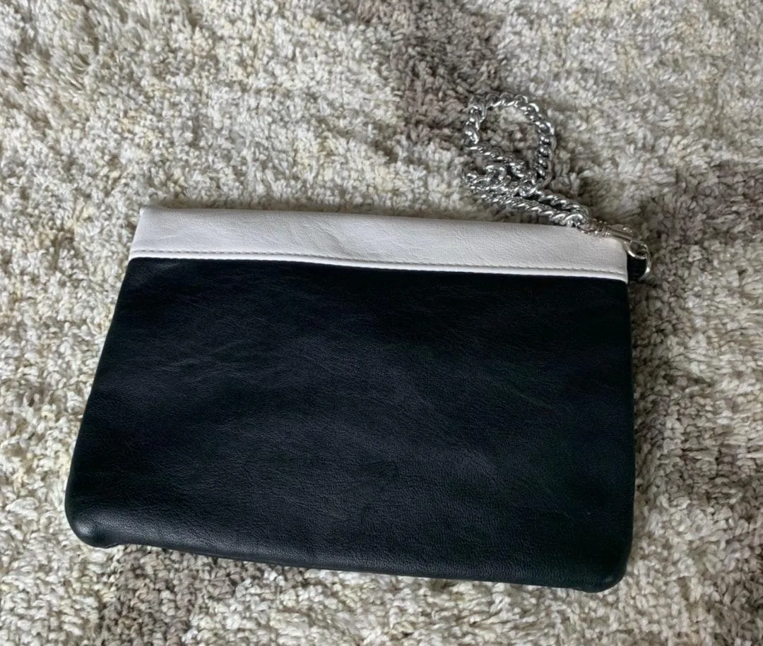 EXPRESS Black Silver White Envelope Clutch - Image 4