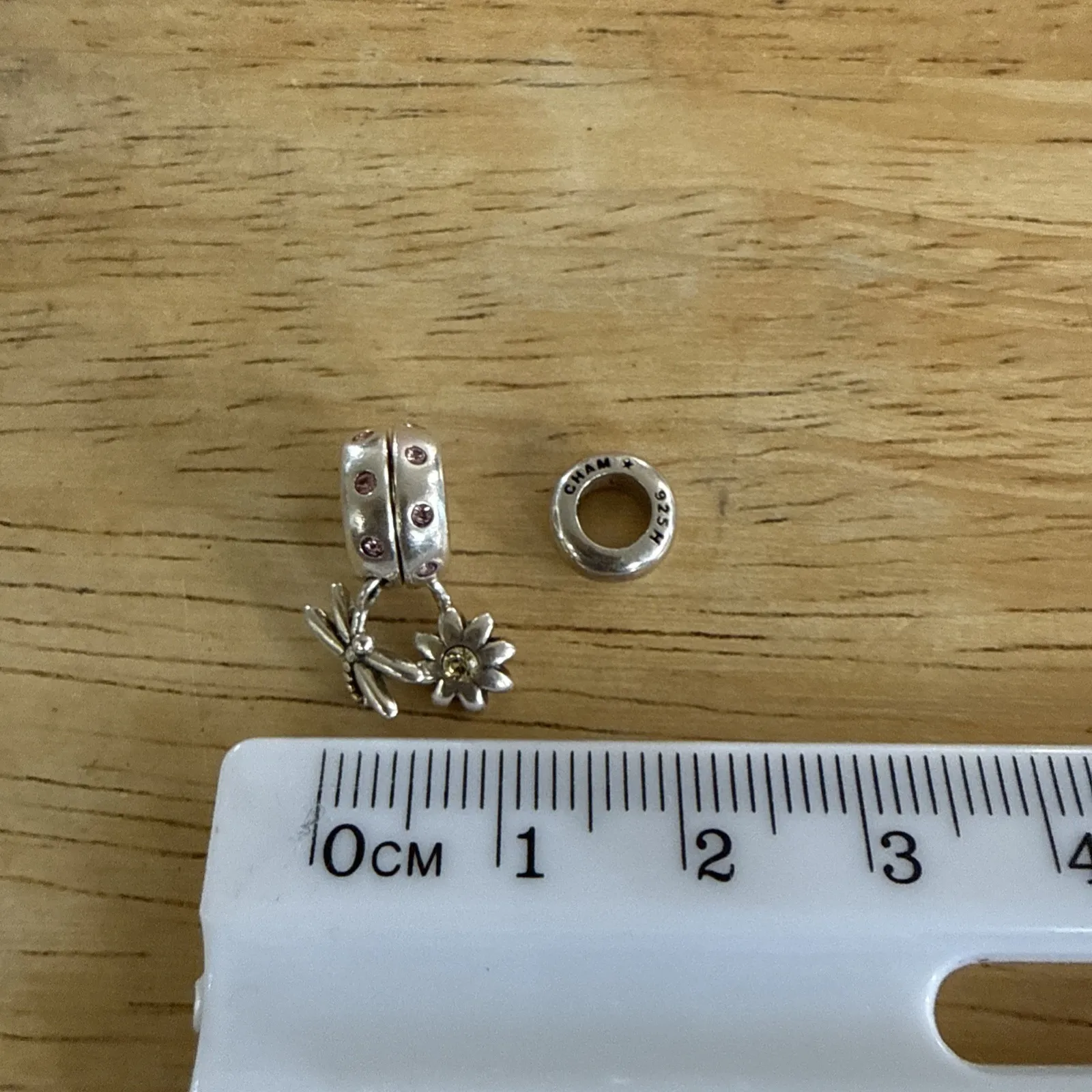 Chamilia 925 & crystal YOU & ME FLOWER & DRAGONFLY charm bracelet bead & Spacer - Image 7