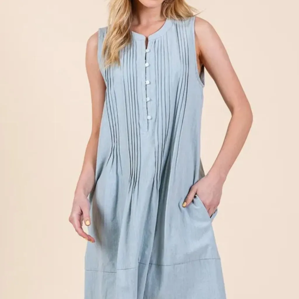 ✨NWT Lime 'N' Chili‎ Denim Pintuck Detail Sleeveless Midi Dress - Image 10