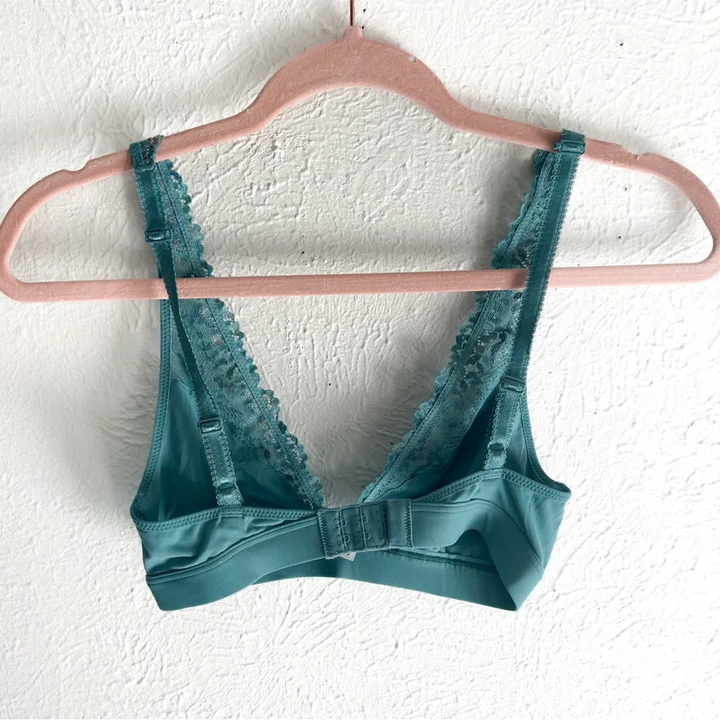 Wacoal Embrace Lace Wire Free Bralette Teal Blue Sz 34 - Image 3