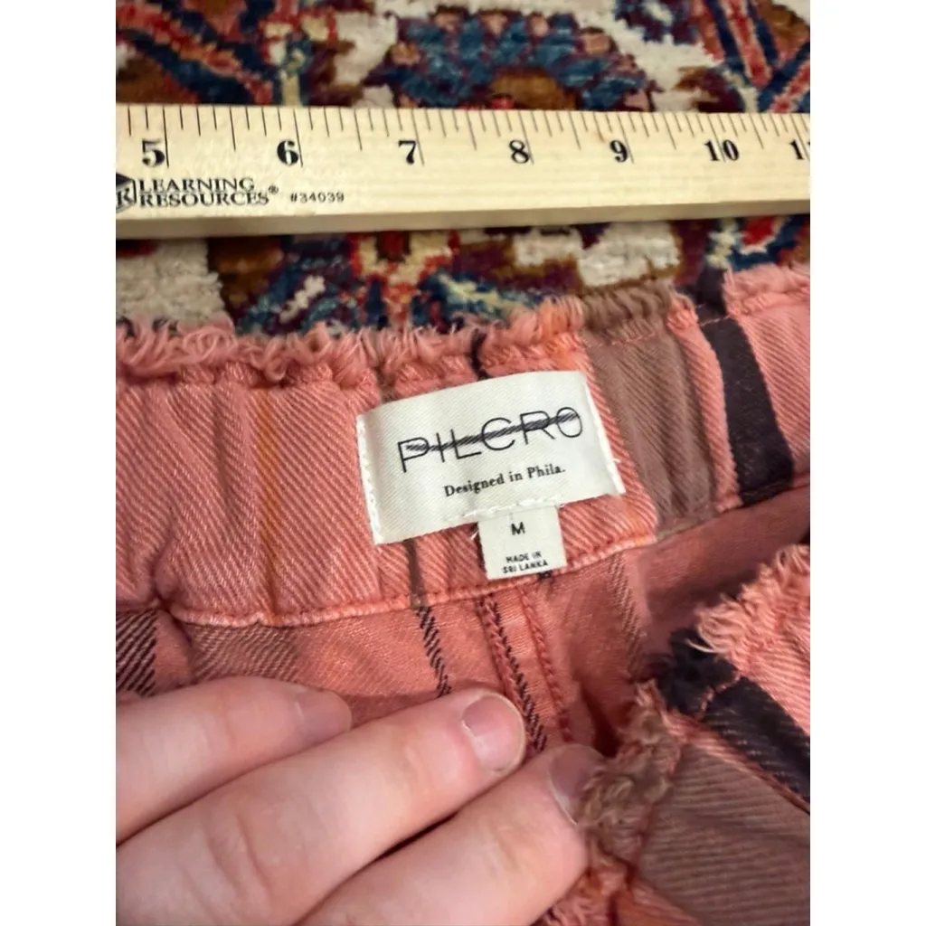Pilcro Anthropologie Striped Cotton Pull-On Lounge Shorts Women’s M Peach Boho C - Image 5