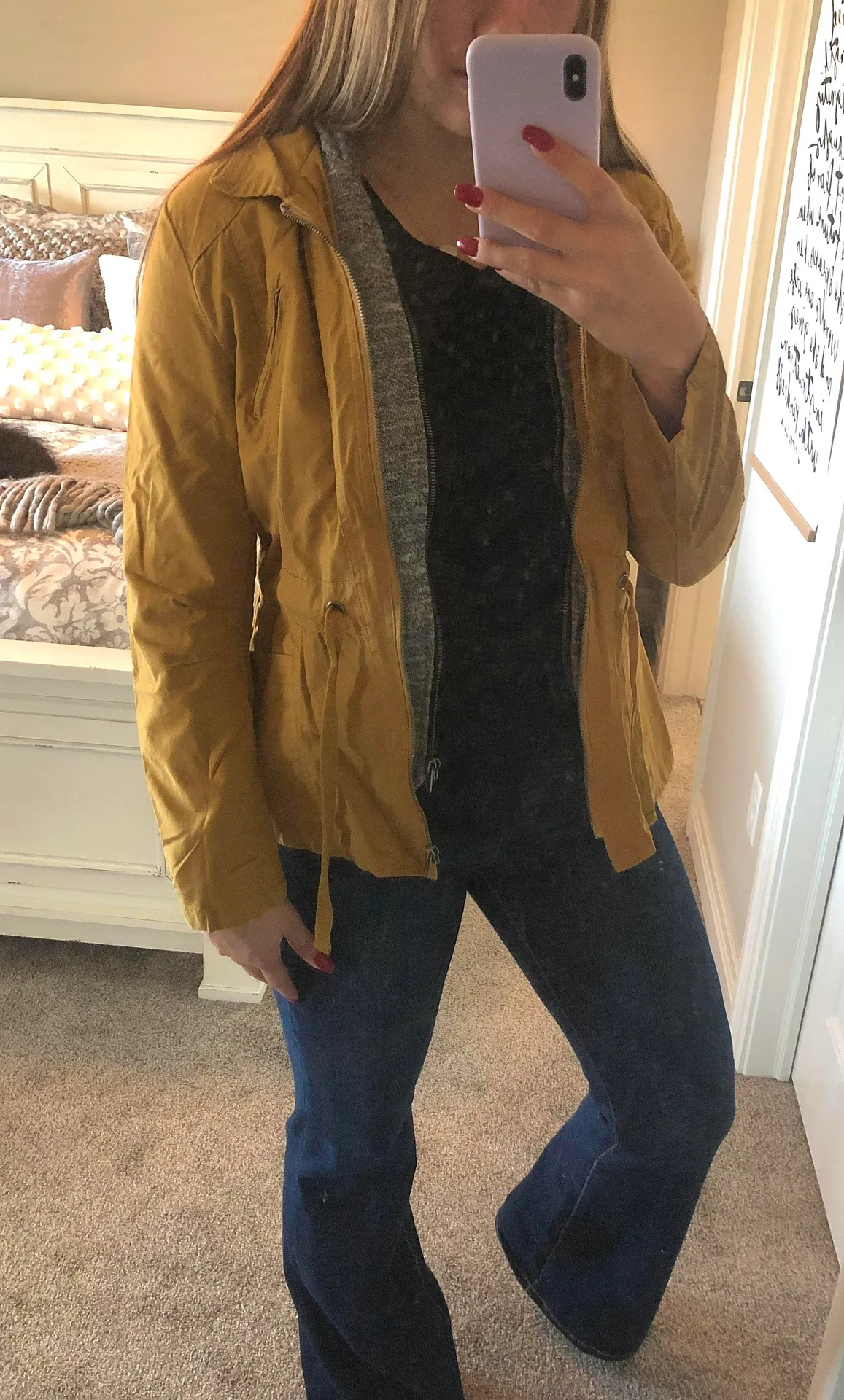 - Mustard Utility Jacket W/ Built in Hoodie Detail - Image 3