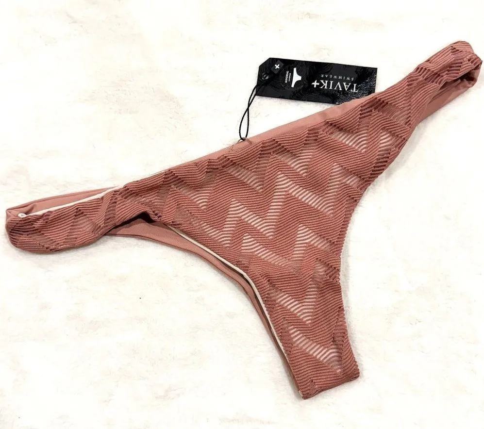 NWT Tavik Ali Mini Swim Bottom Textured Chevron in Rose Dawn - Image 2