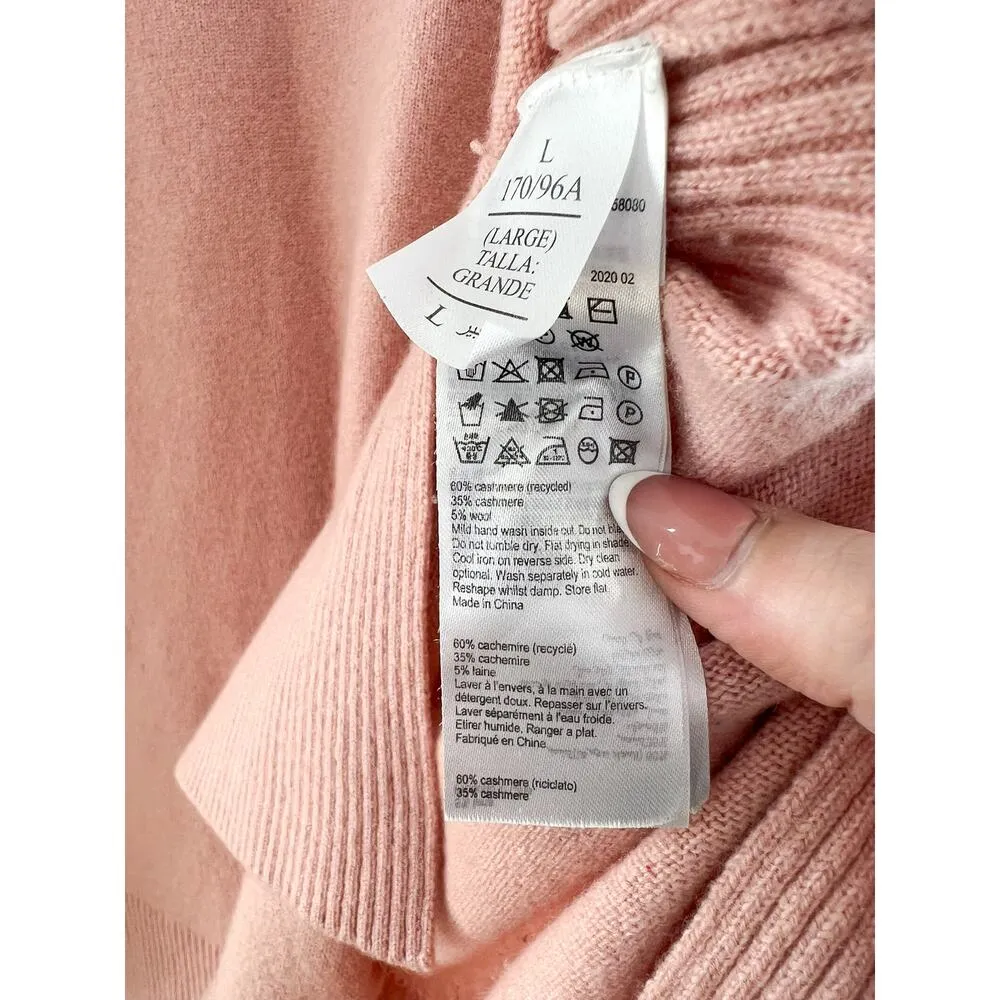 Allsaints Tara Jumper Sweater Large Cashmere Wool Sweater Boatneck Slouchy Pink - Image 6