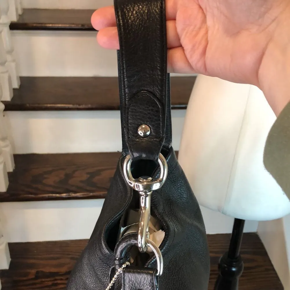 COACH Avery Black Tumbled Leather Hobo ShoulderBag 
Teal Lining Extendable Strap - Image 10