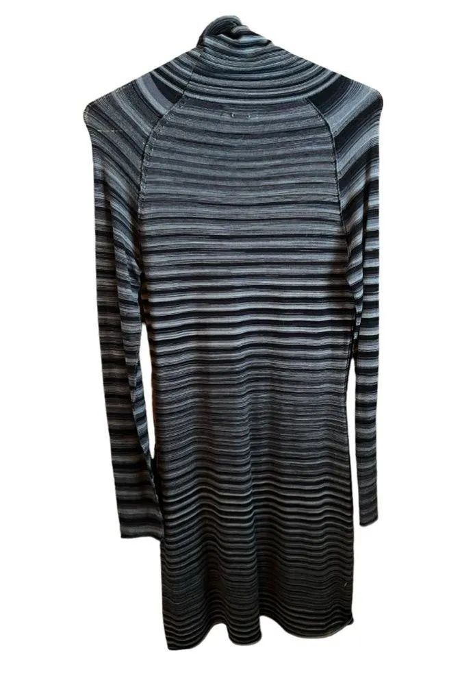 prAna Women's Dress Breathe Striped Turtleneck Lightweight Sweater Dress Gray M - Image 4