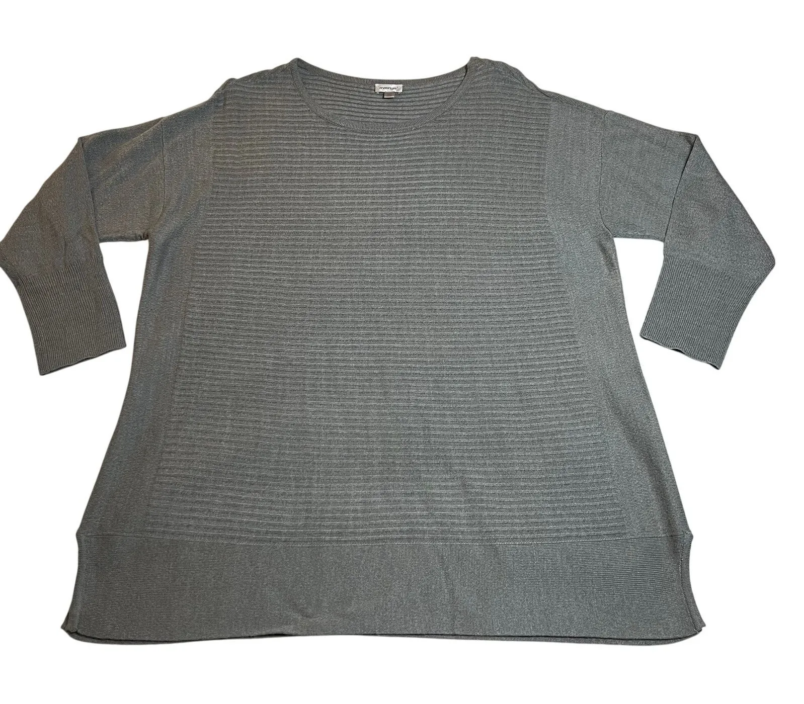 Avenue Crewneck Ribbed Knit Tunic Sweater Size 26/28 Lightweight Minimalist - Image 1