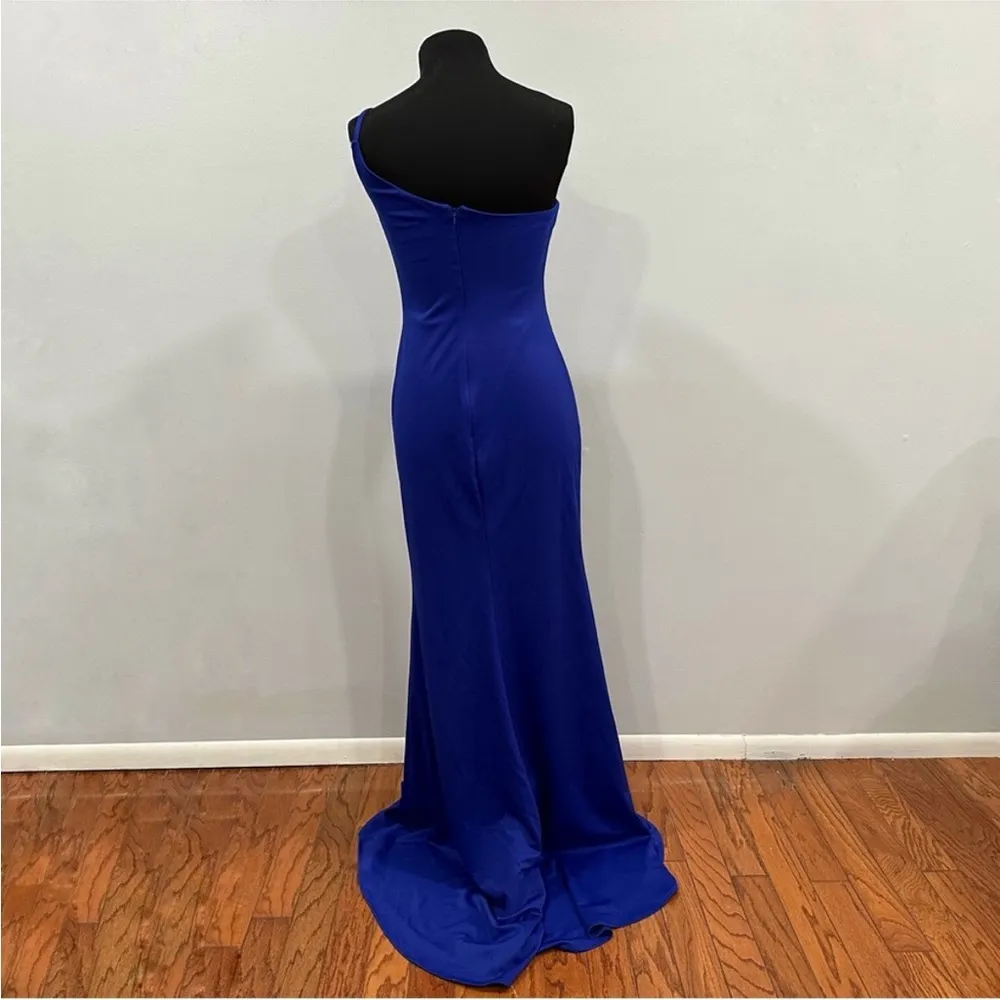 La Femme 28176 Blue One Sleeve Dress 6 - Image 3