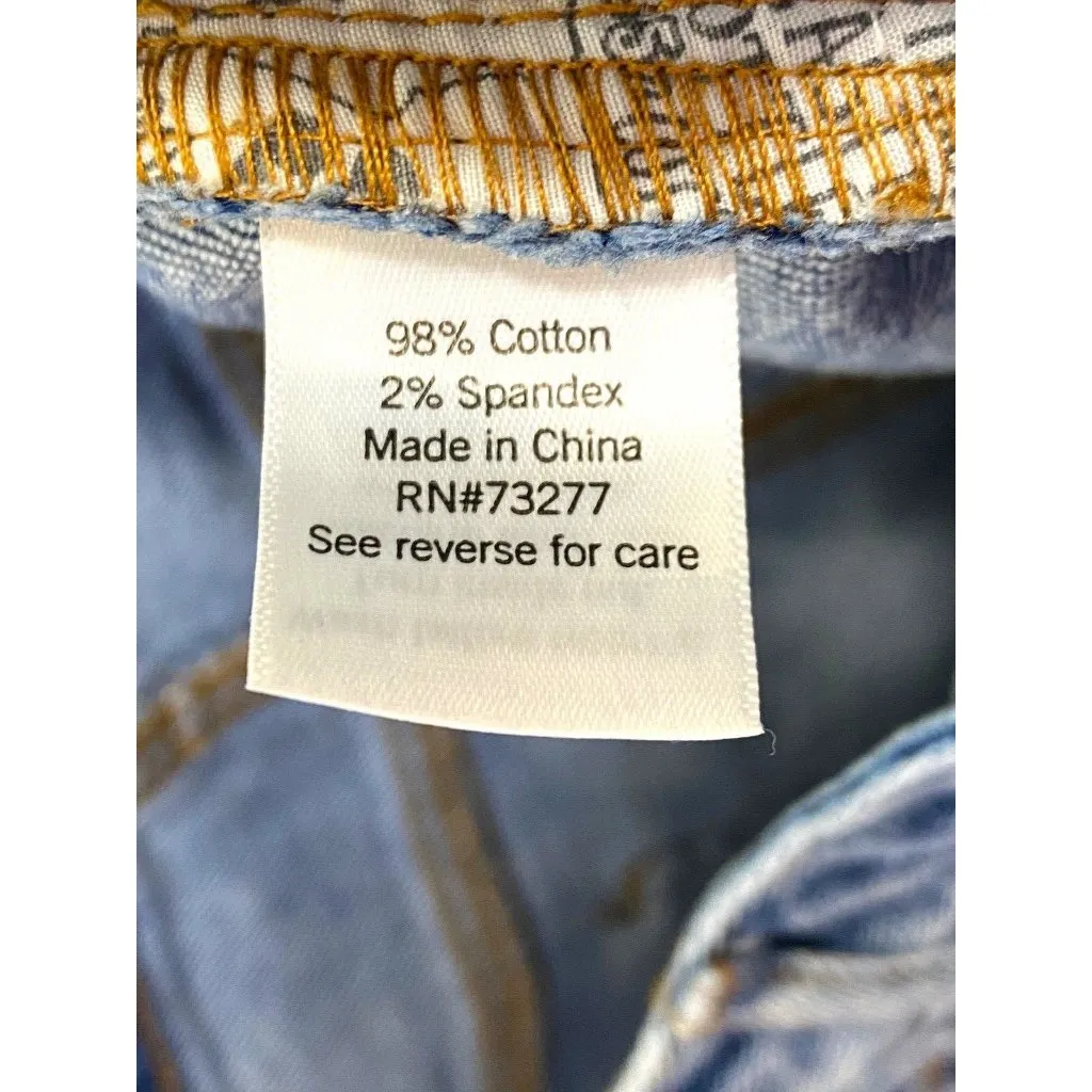 SO Super High Rise Denim Blue‎ 90s Wide Leg Jeans Size 17 Y2K Distressed - Image 5