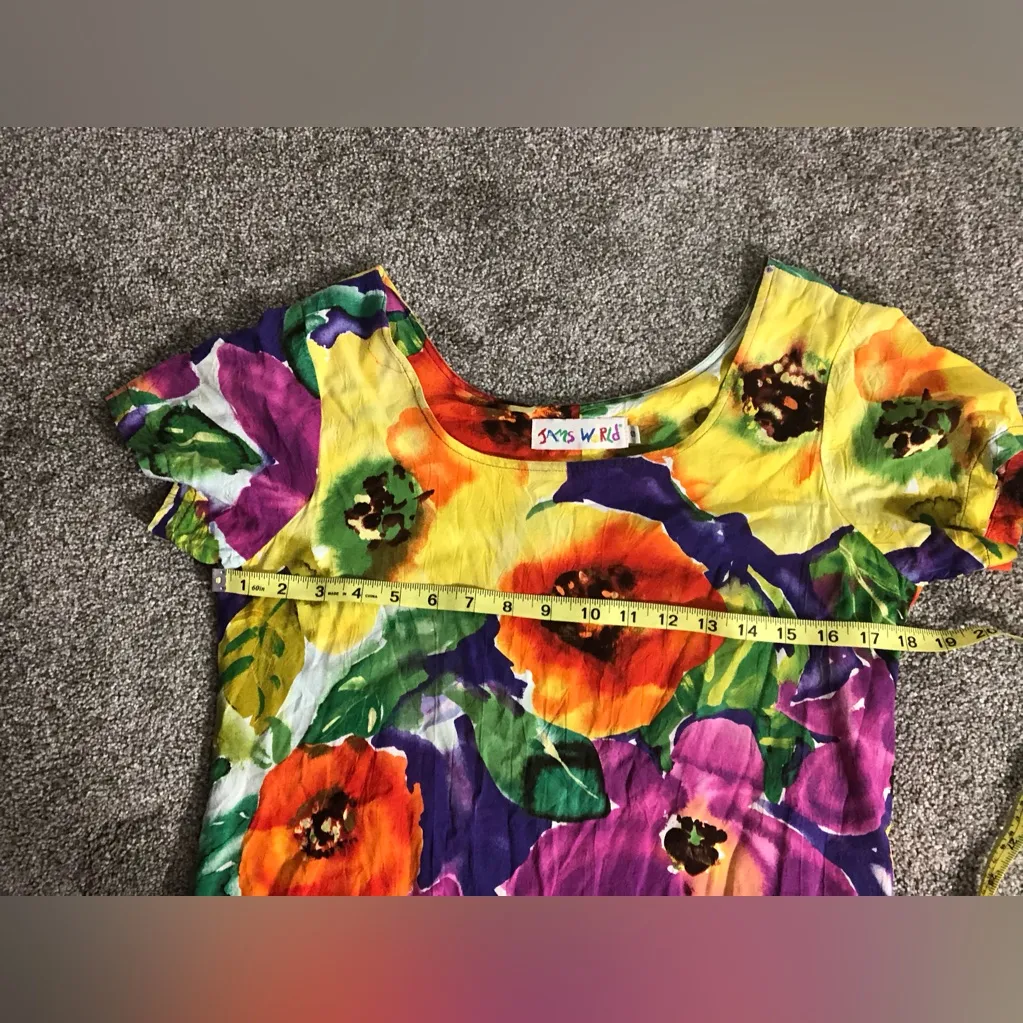 Vintage Jams World Hattie Tiered Mini Dress in Mixed Poppy Print Size Small - Image 12