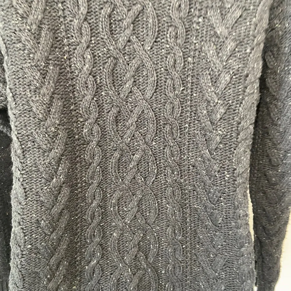 Ralph Lauren Black Chunky Knit Shawl Turtleneck Sweater Size Large - Image 7