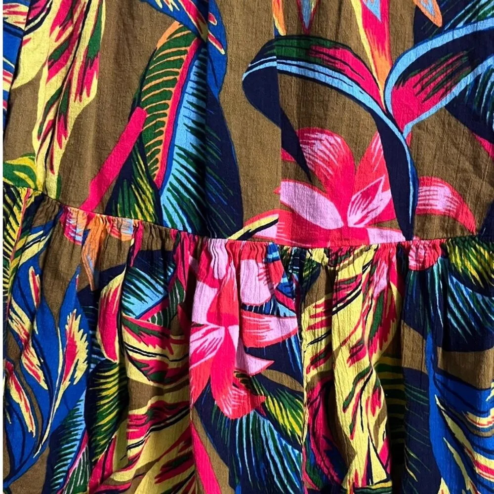 Aerie Womens Sun Dress XS Floral Smocked Bodice Strapless Ruffle Flare Bottom - Image 2