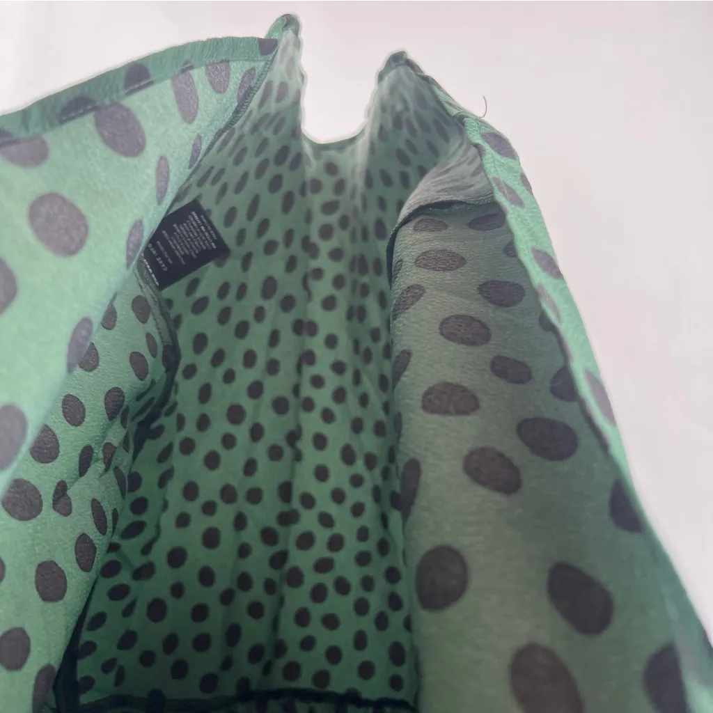 Who What Wear Green & Black‎ Rucked Sleeve Polka Dot Dress XL - Image 7