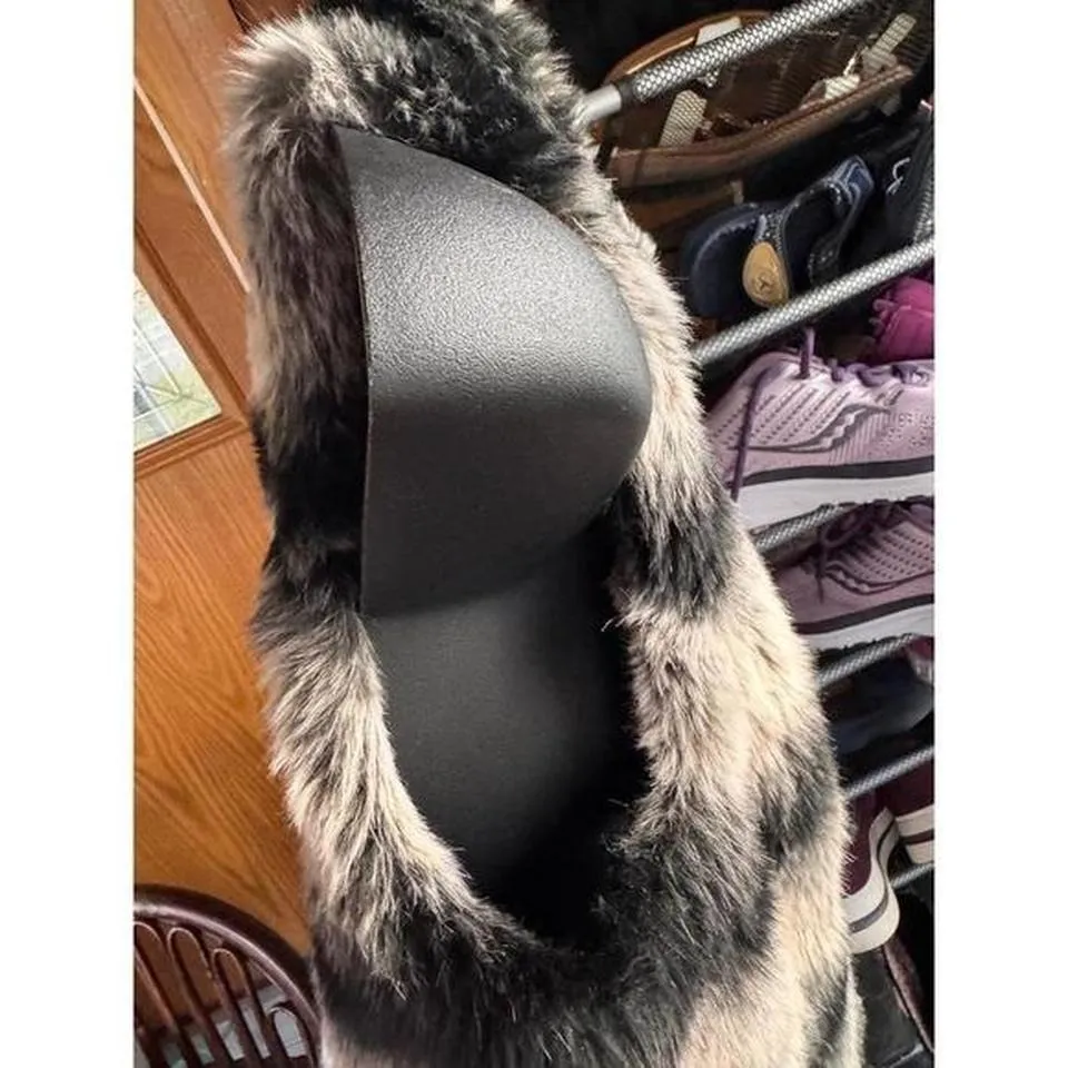 Rachel Zoe Women XS Striped Faux Fur Black White Grey Scandi Soft Old Money Vest - Image 8