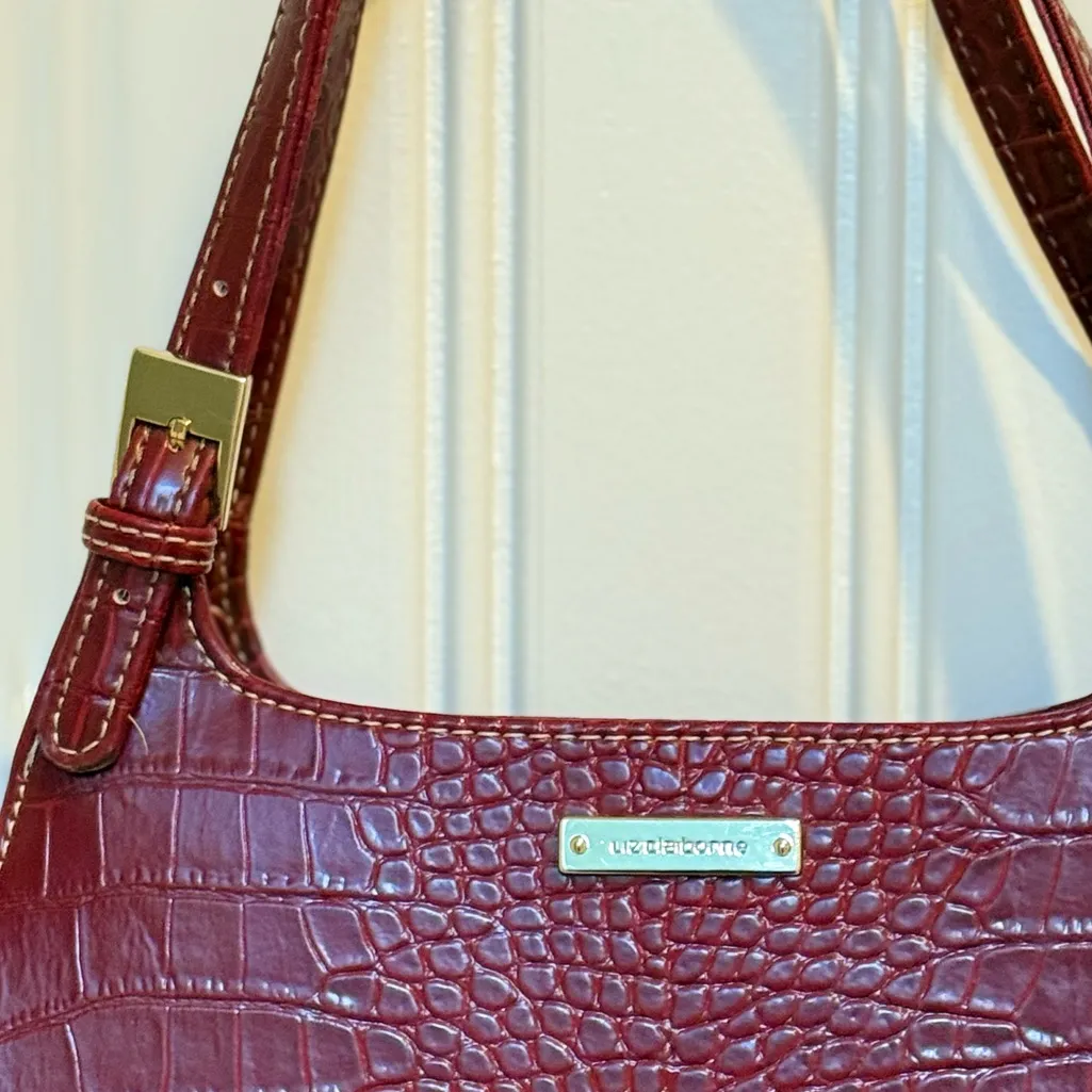 Liz Claiborne Women's Bag Purse Handbag Red Patent Crocodile Leather - Image 3