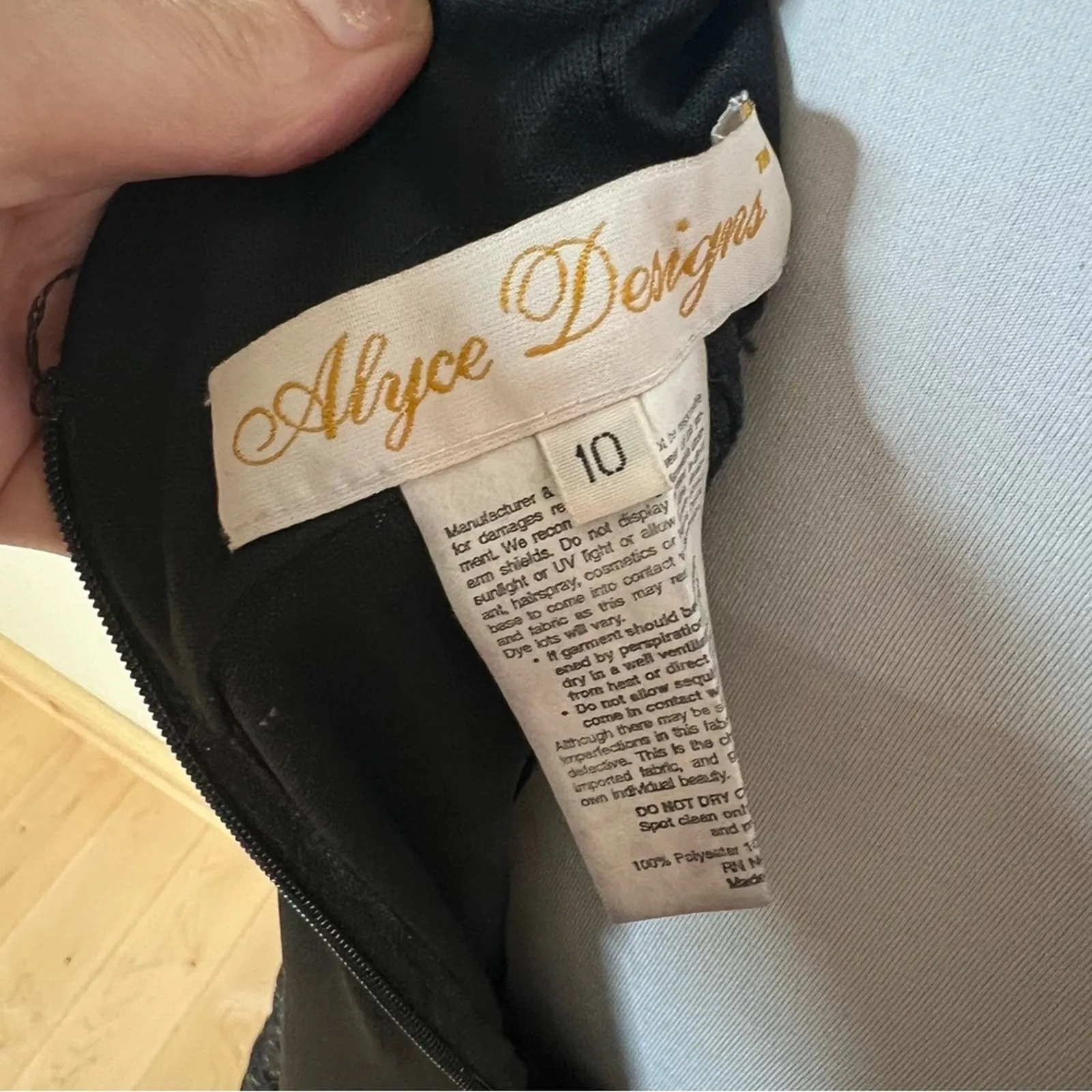 Alyce Designs black one shoulder long sleeve lace sequin jersey dress NEW 10 - Image 7