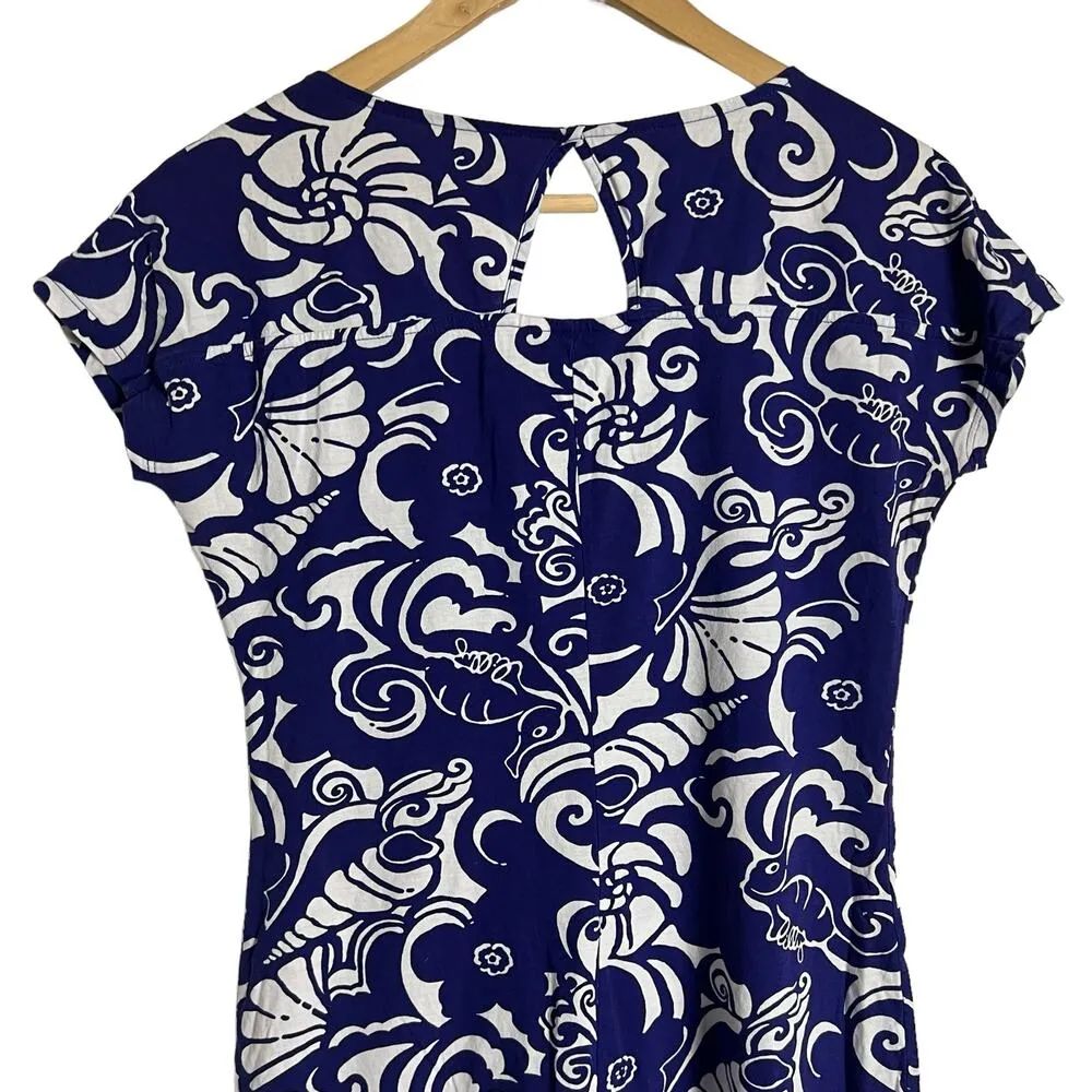 Lilly Pulitzer Daniela Seahorse Spectrum Navy Blue Tide Cap Sleeve Mini Dress XS - Image 7