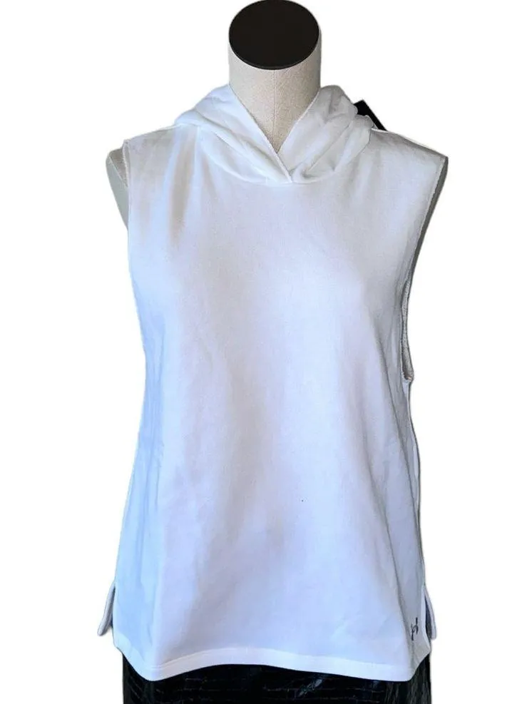 NWT Women's Under Armour UA Terry Sleeveless Hoodie White Medium - Image 10