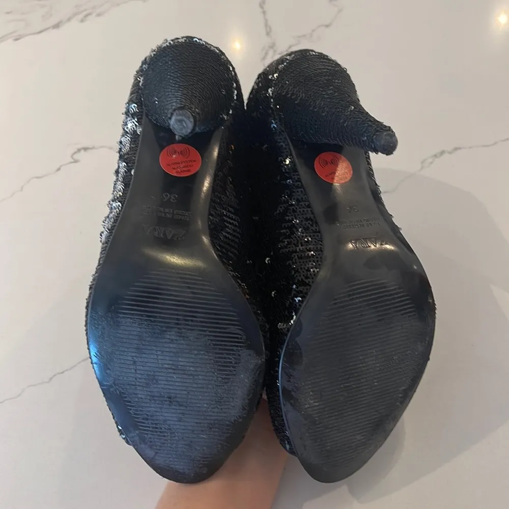 Zara black and silver sequin heels - Image 5