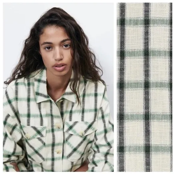 NWT Zara Plaid Overshirt Jacket Green Cream Relax Fit Bloggers Fav S - Image 4