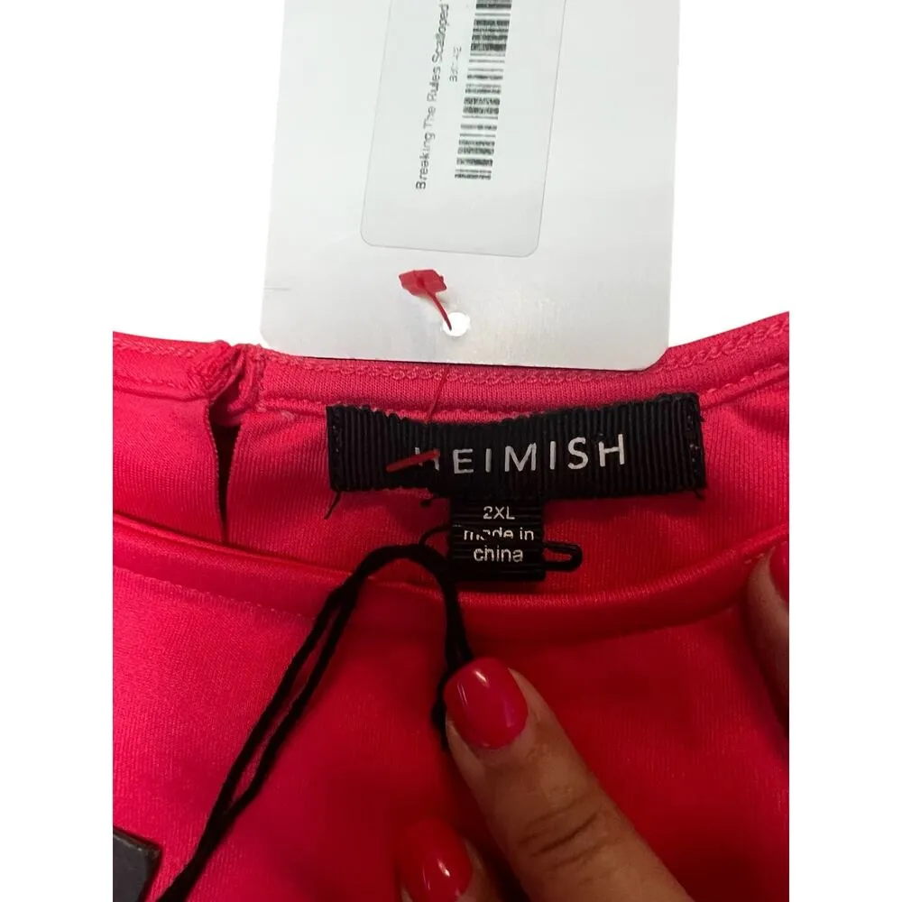 Heimish Scalloped Coral Pink Tank 2XL Size XXL - Image 3