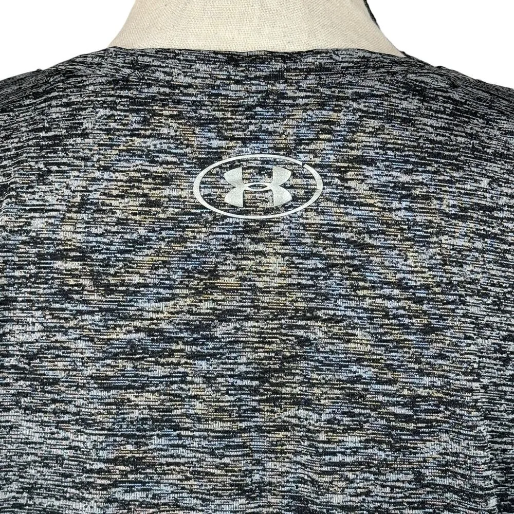 Under Armour X-Large Loose Fit Top Heat Gear V-Neck Stretch Quick Dry Black Gray - Image 6