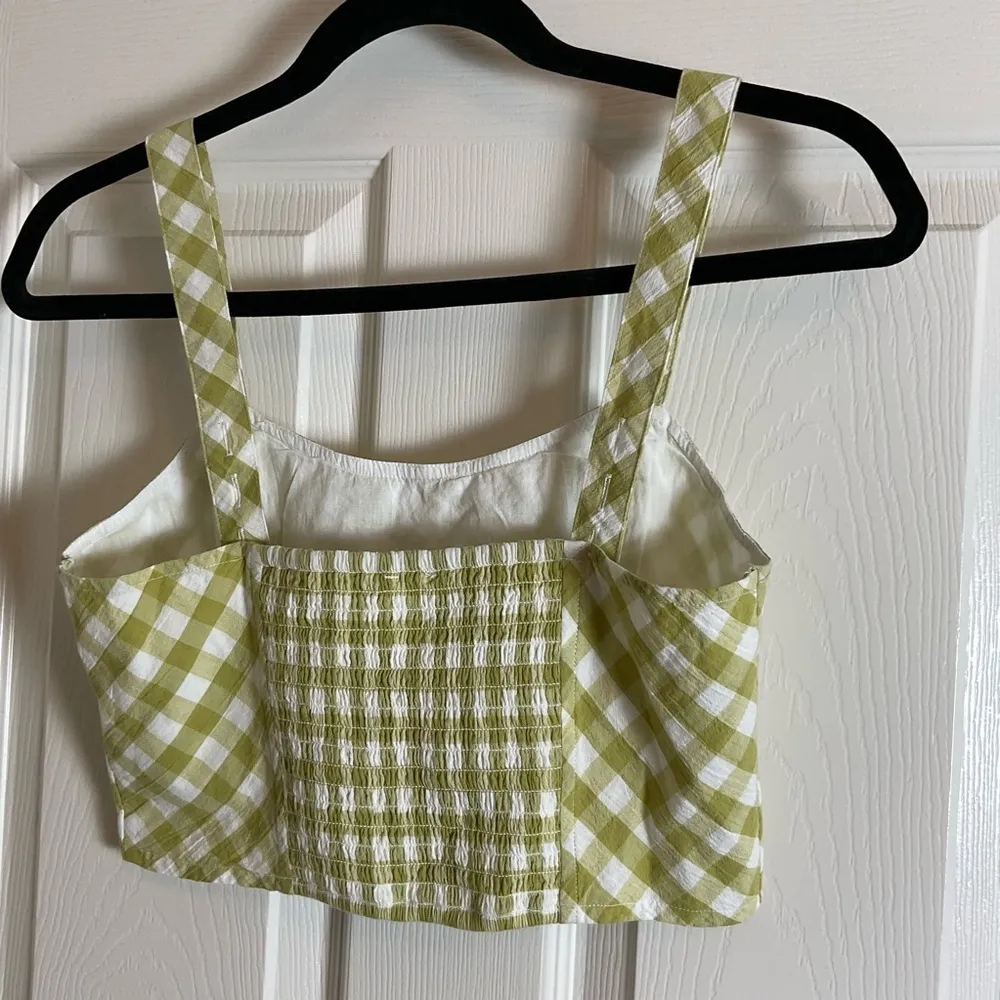 AERIE Crop Green Checkered Women's Top size small - Image 5