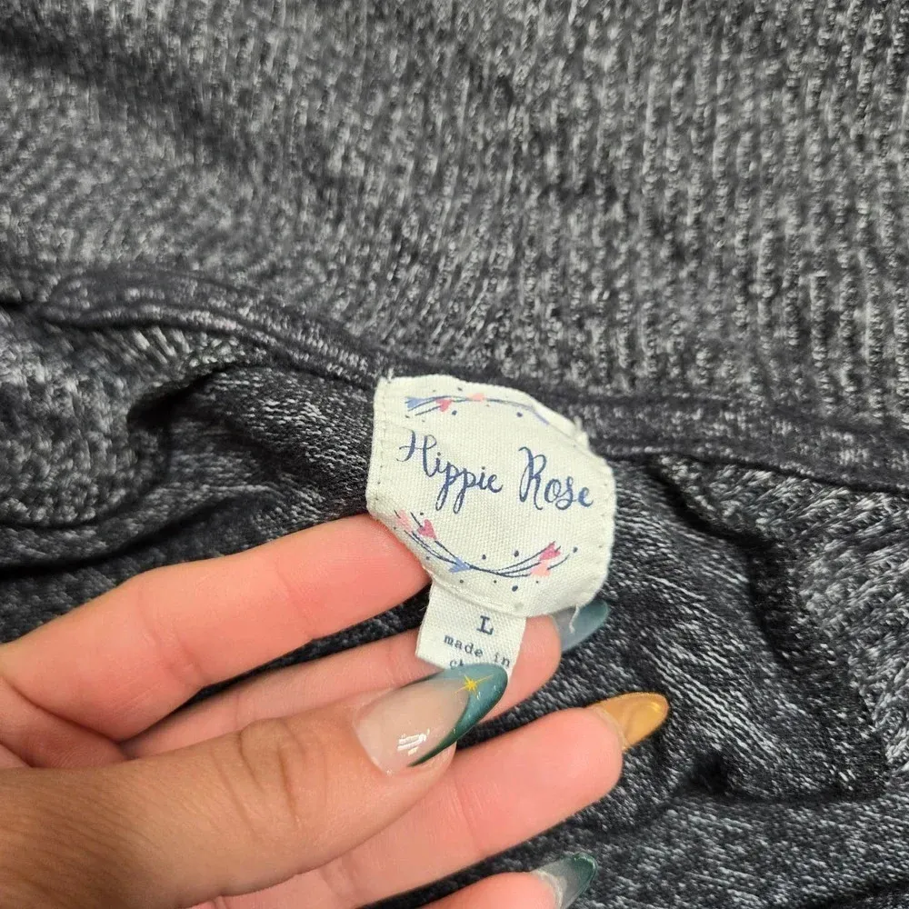 Hippie Rose Gray Soft Knit Open Cardigan - Image 3