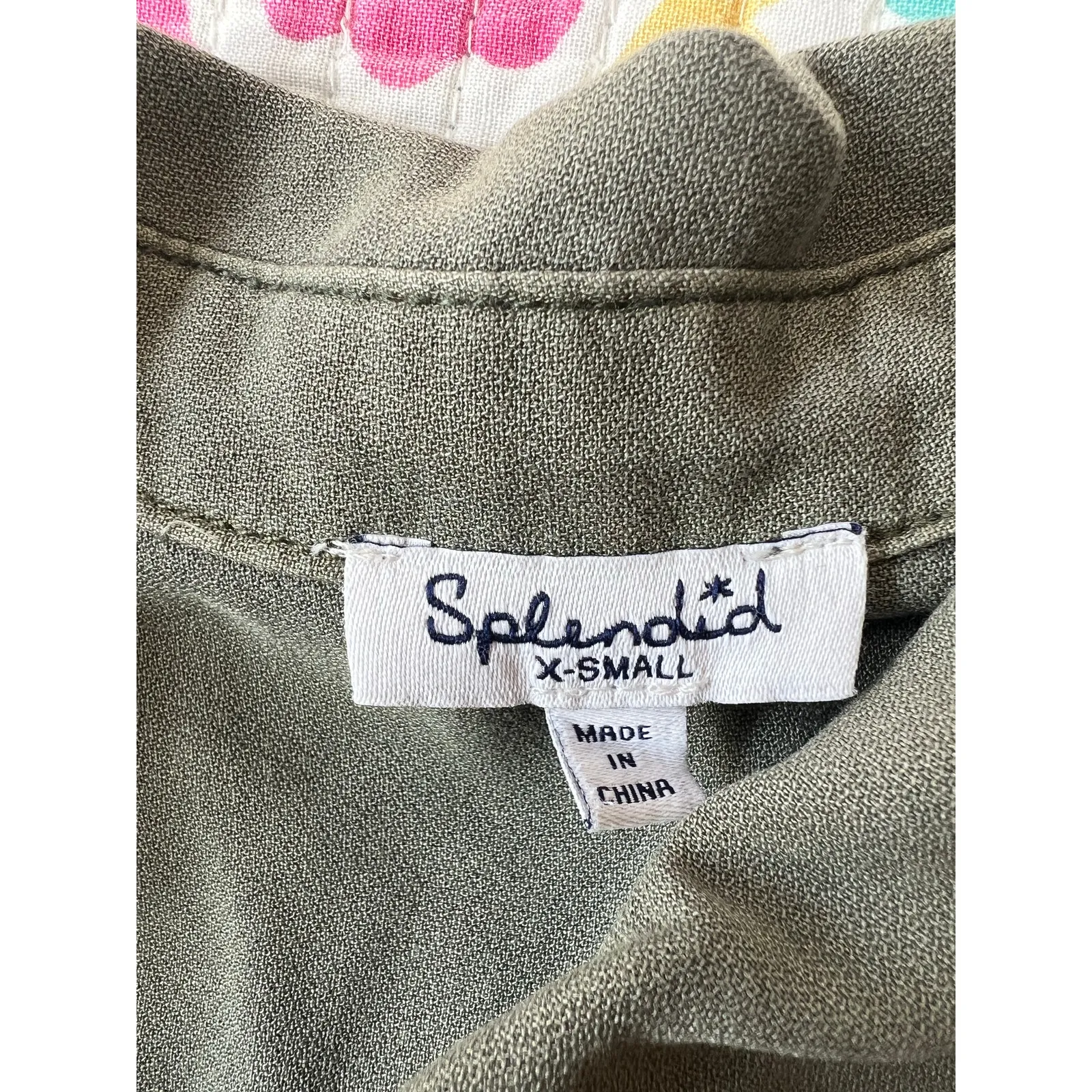 Splendid  Helena Button Front Belted 
Jumpsuit Romper in Olive Green Size: XS - Image 8