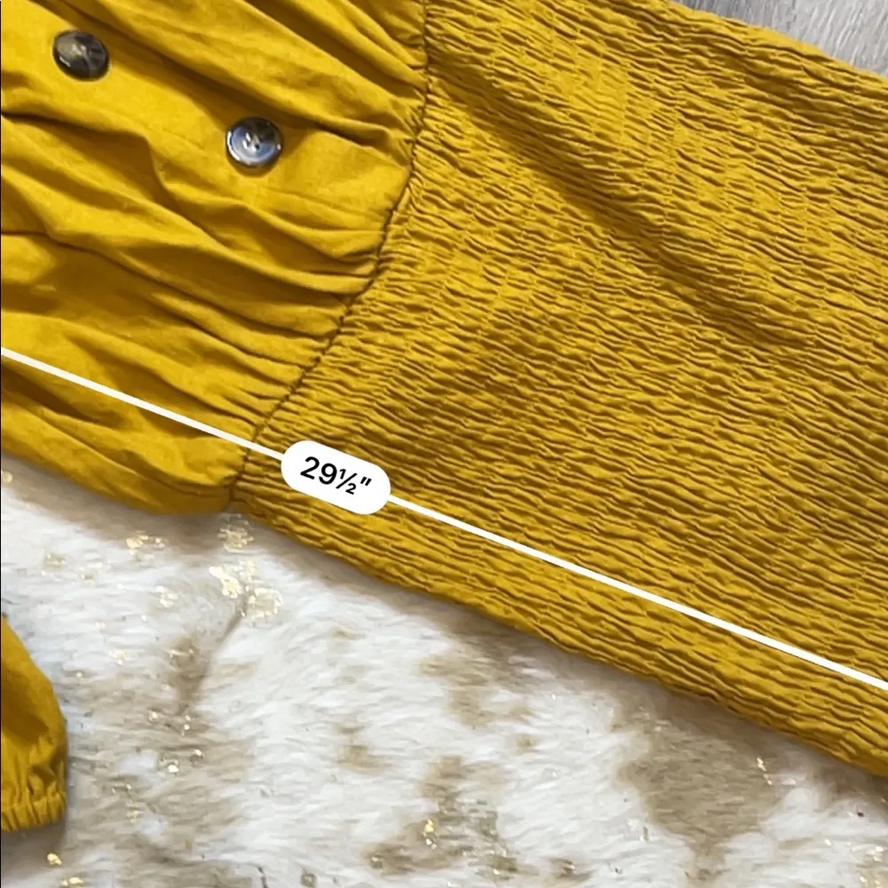 Zara Rustic smocked Dress in Mustard - Image 7