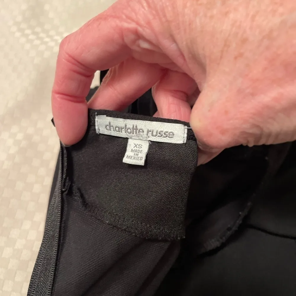 Charlotte Russe vtg strappy little black dress with mesh inset & front slit. XS - Image 6