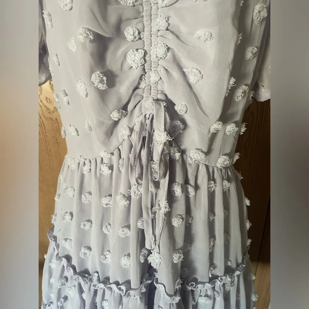 NWOT She + Sky Purple Polka Dot Ruffle V-Neck Sun Dress - Image 6