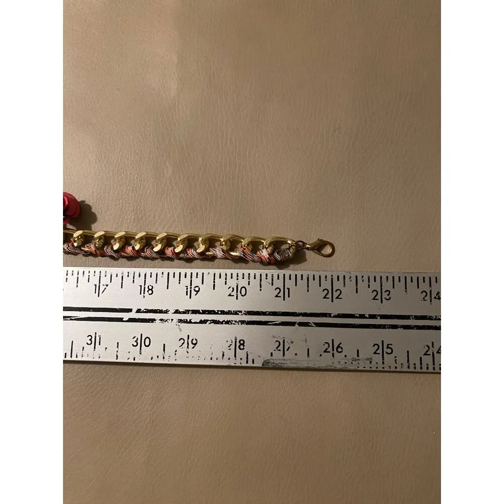 Lilac Crystal Floral Statement Vintage Flower Braid Lobster Necklace Gold - Image 3