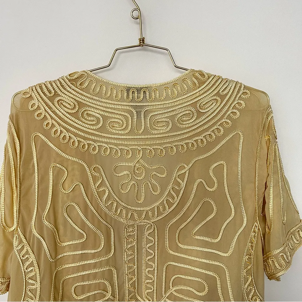 Soft Surrounding Size 1X Bolero Jacket Sheer Short Sleeve Cream Yellow - Image 3