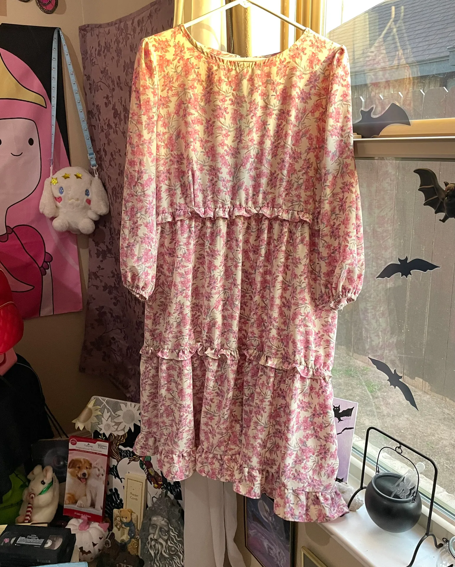 Women’s handmade spring floral print midi Dress Multi Size L - Image 4