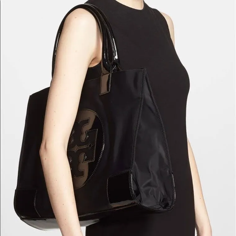 TORY BURCH ELLA Black Nylon and Patent Leather Ella Tote Bag - Image 4