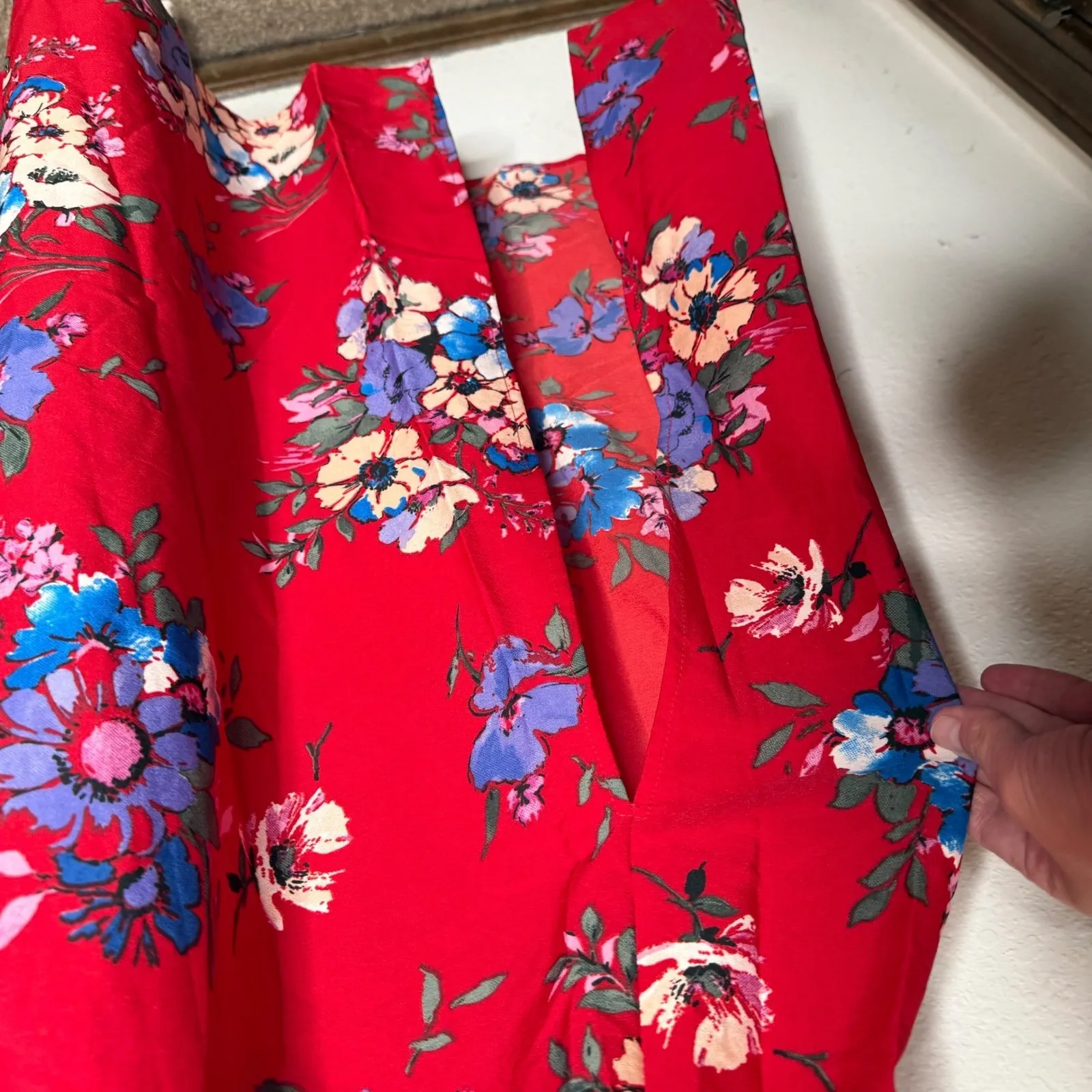 Band of Gypsies Floral Maxi Dress Red‎ Blue Sleeveless Summer Sundress Sz S - Image 5