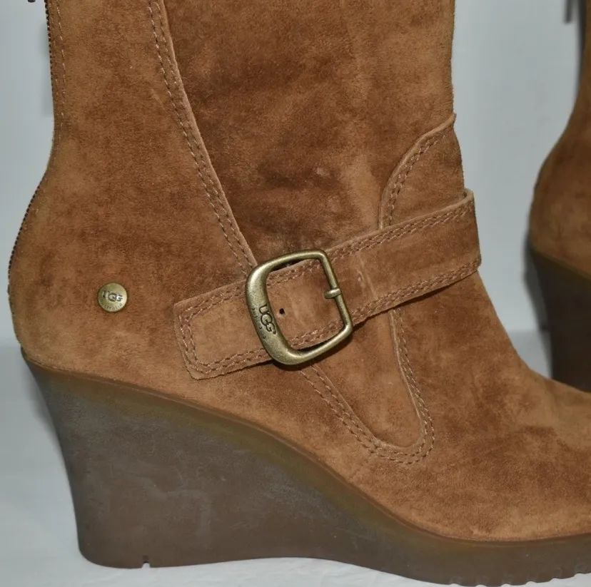Gissella Suede Wedge Heel Boots - Image 11