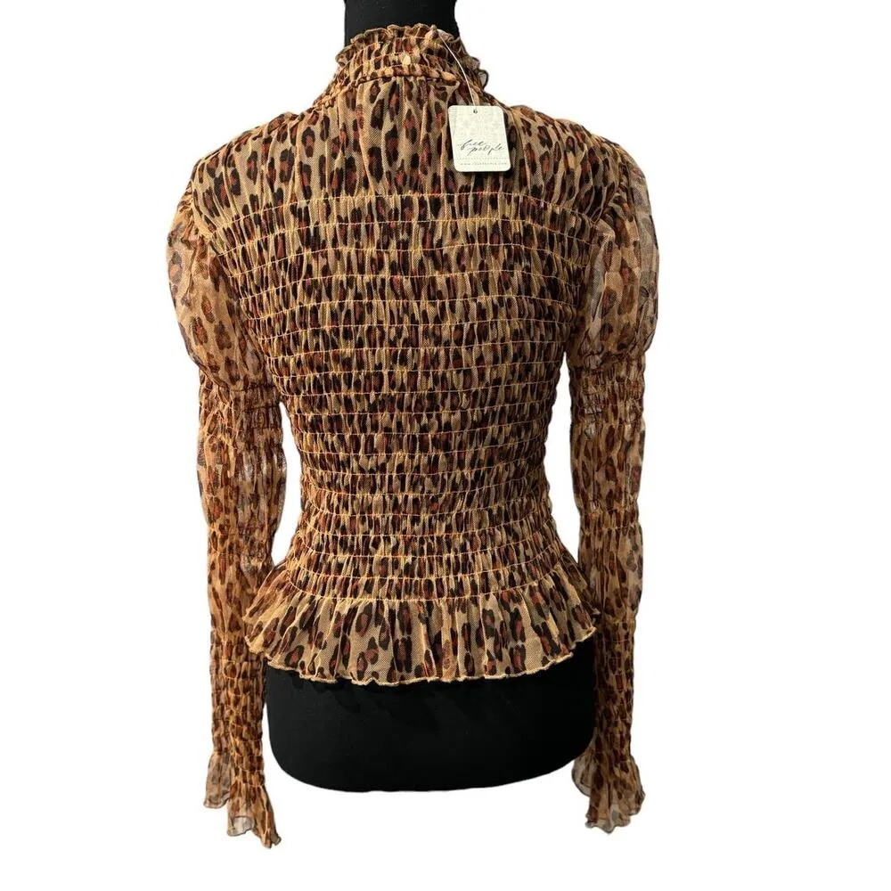 NWT! Free People Hello There Animal Print Smocked Crop Top - Size Small - Image 8