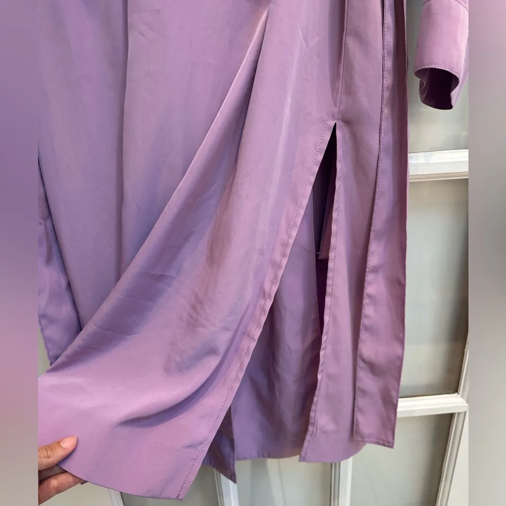 J. Crew Lavender Wrap Satin Draped Duster Coat in Pastel Lilac Purple Size XS - Image 10