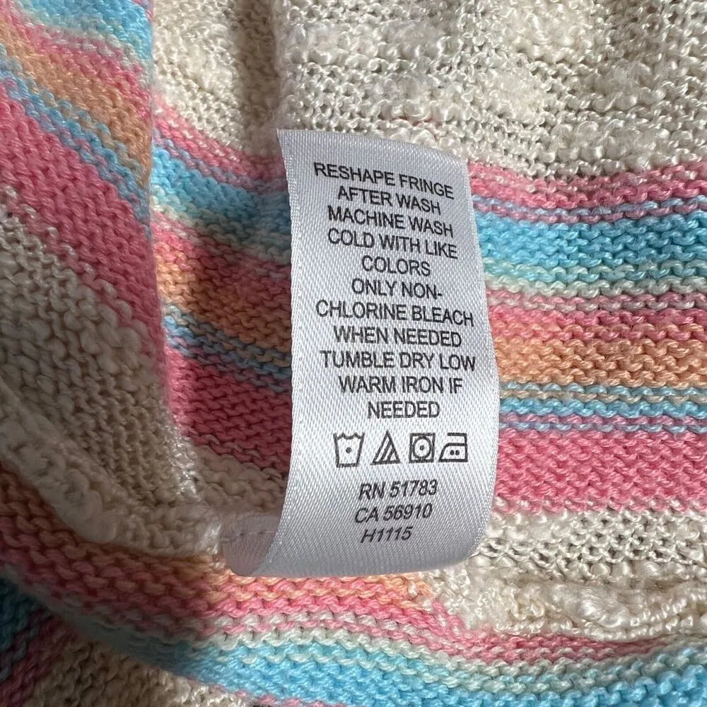 Maurices Womens Cardigan Sweater Crochet Back Striped Fringed Open Front Medium - Image 9