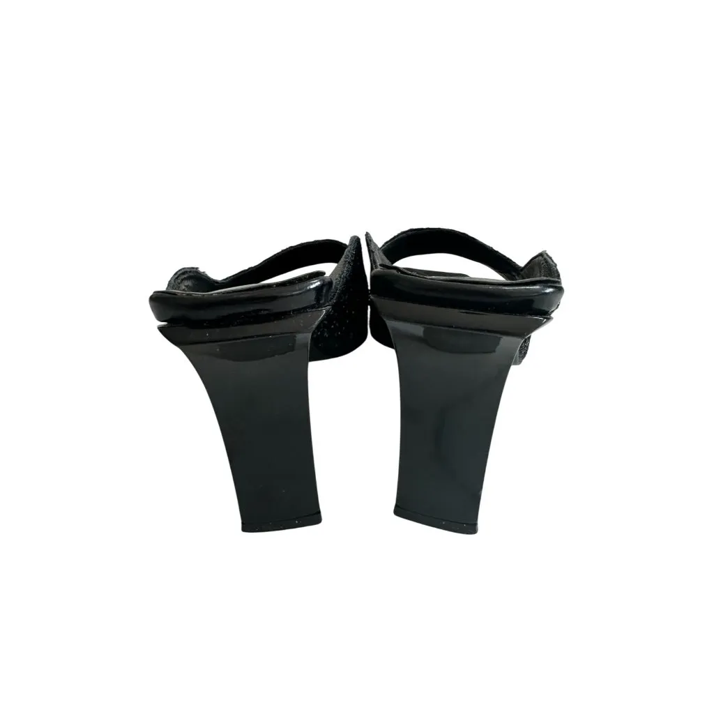 BCBGMAXAZRIA Black Glitter Y2K Square Toe Heels Size 9 - Image 5