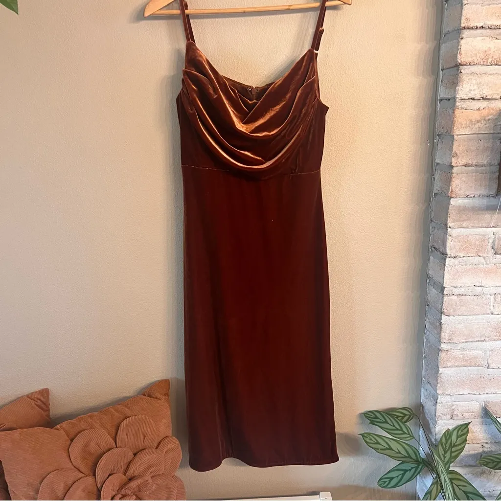 REVELRY‎ Skye Velvet Dress Brown Size 10 - Image 2