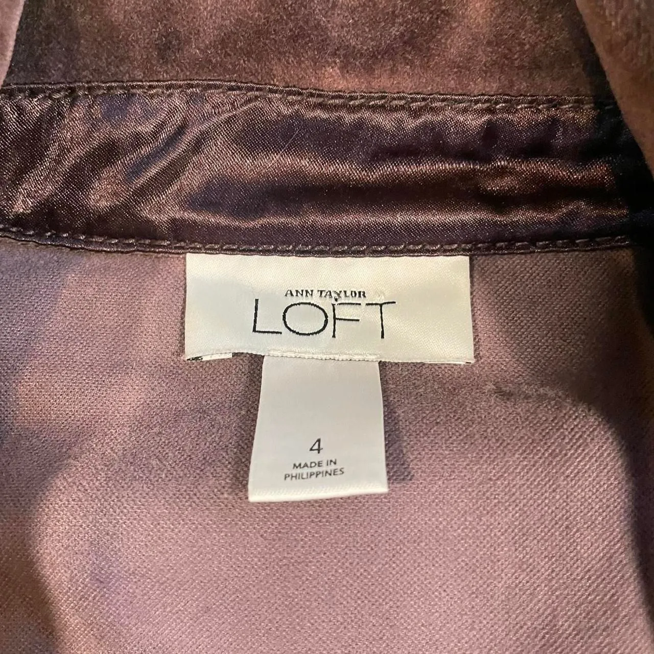 Ann Taylor Loft women's soft shell velour button up preppy jacket Brown Size 4 - Image 2